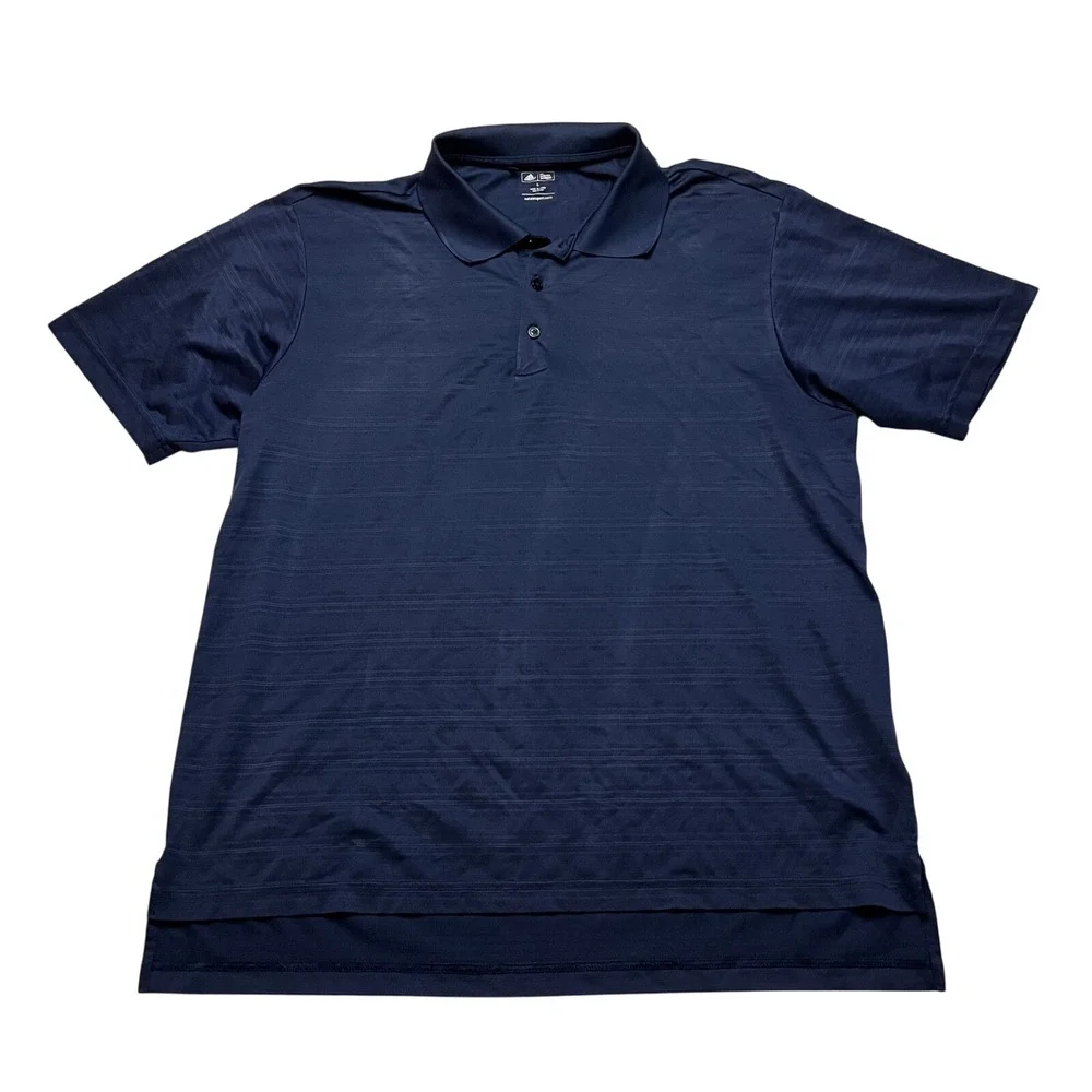Adidas Polo Shirt Mens L Navy Blue Golf Performance Textured Q67966 Short Sleeve